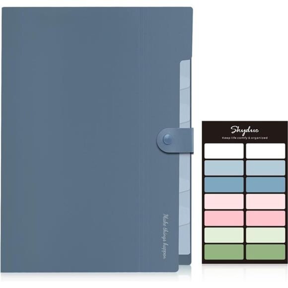 Expanding File Organizer with 8 Pockets, Accordion File Folders with Labels,Blue - Picture 2 of 7